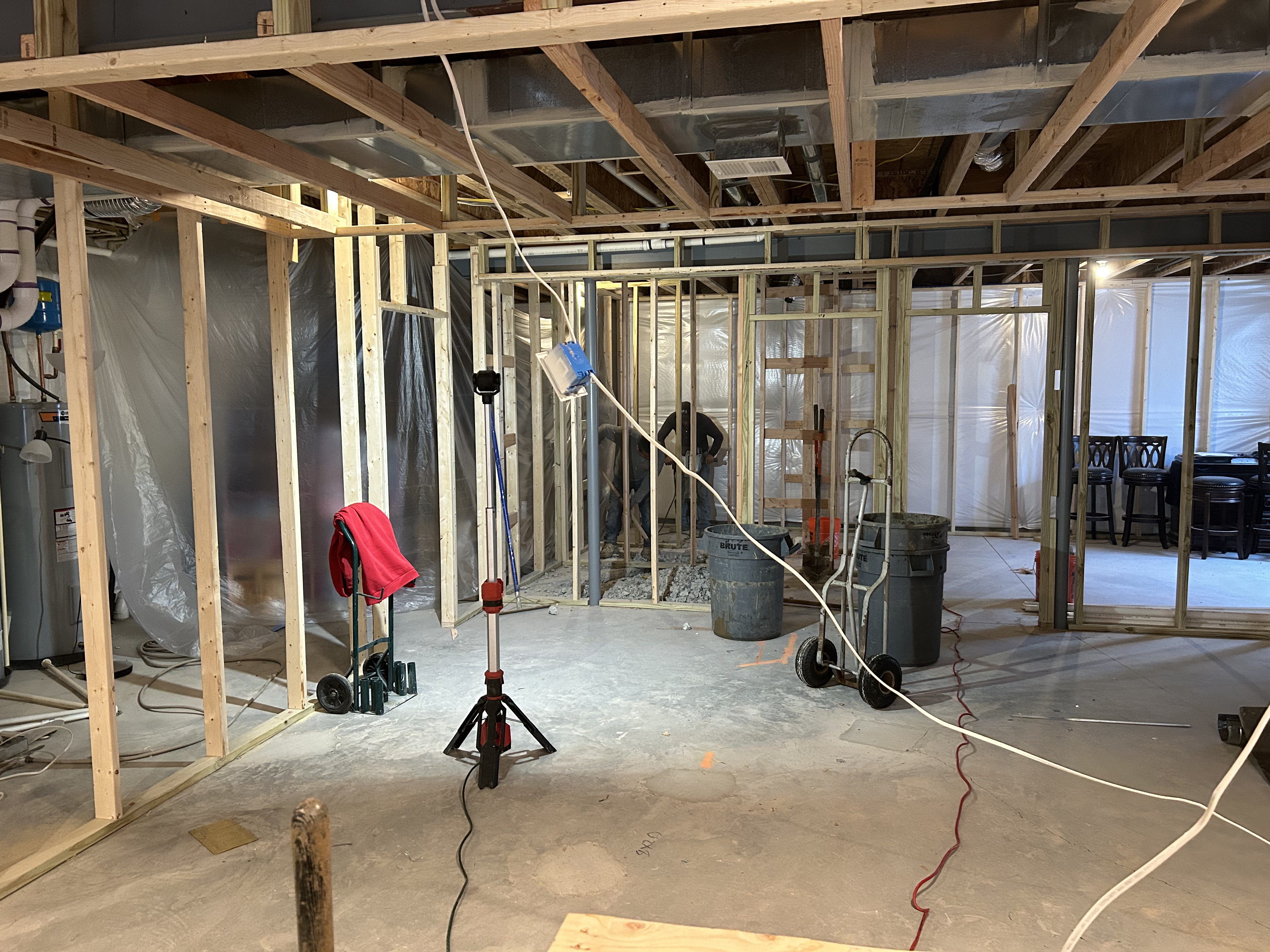Large basement renovation in progress